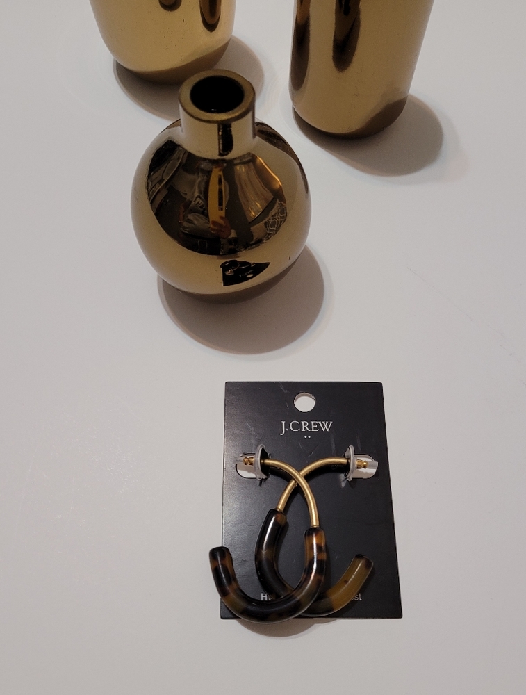 J Crew Tortoise metal hoop earrings - Picture 1 of 4